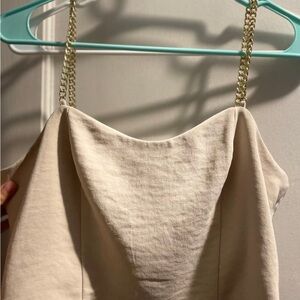 Express Cream top with Gold Chain Accents